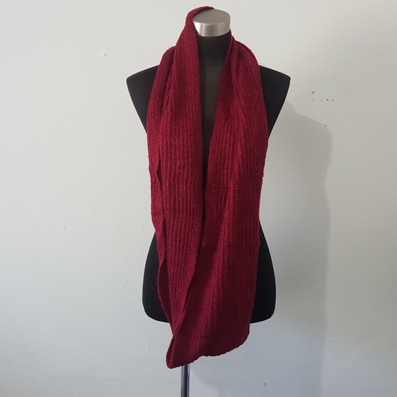Maroon Crochet Infinity Cowl Scarf - Picture 2 of 3